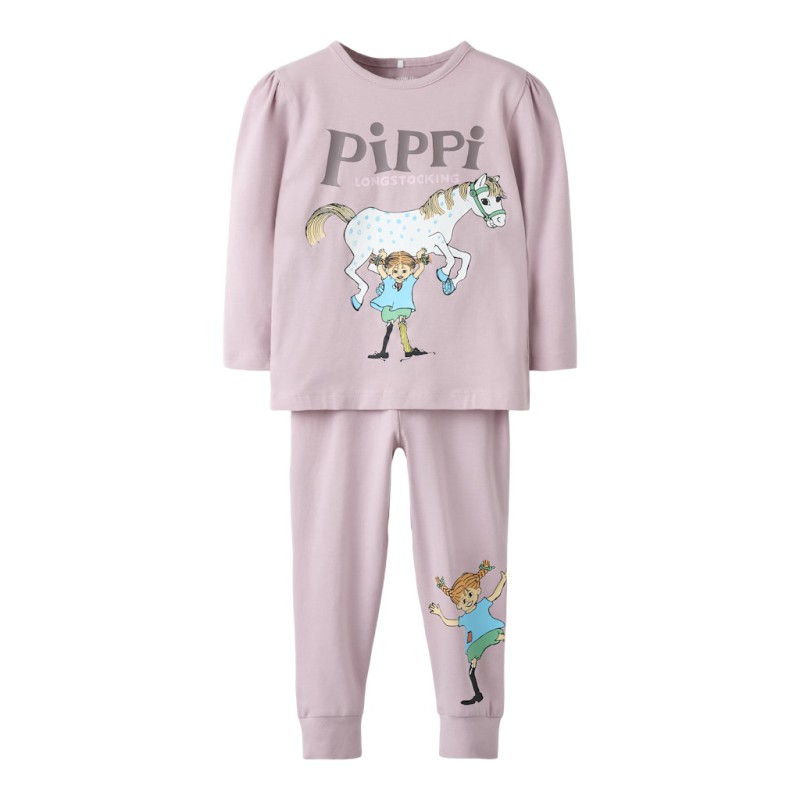 NAME IT MINI Soleim Pippi L/S Pyjamassæt - Keepsake Lilac