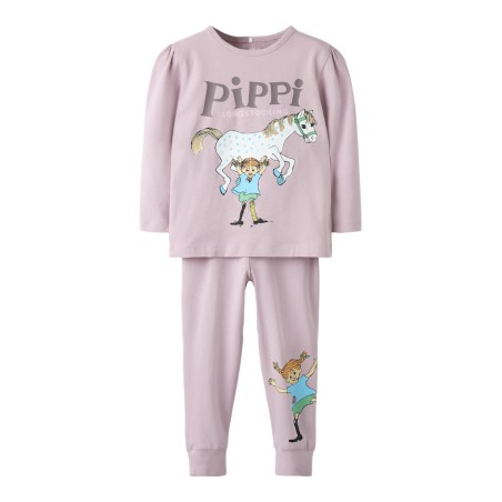NAME IT MINI Soleim Pippi L/S Pyjamassæt - Keepsake Lilac