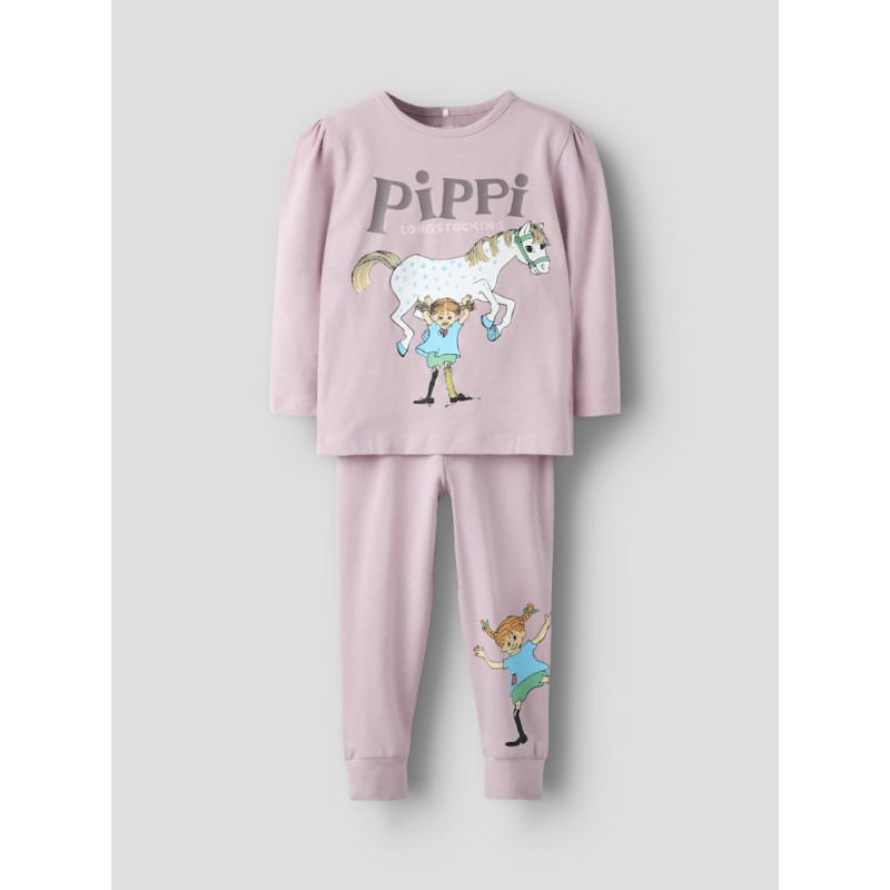 NAME IT MINI Soleim Pippi L/S Pyjamassæt - Keepsake Lilac