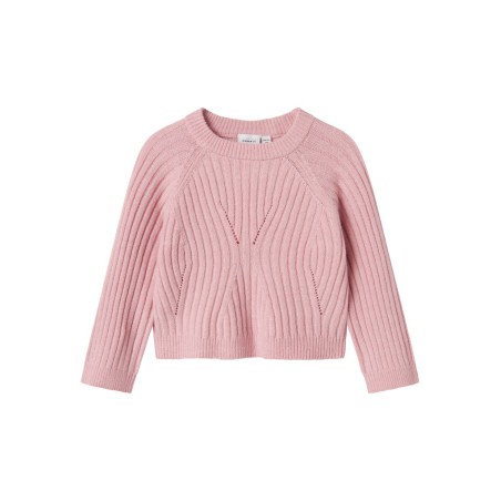 NAME IT MINI Rikine L/S Strik Pullover - Cradle Pink