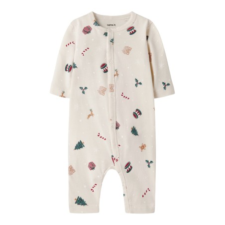 NAME IT BABY Vismas L/S Natdragt - Whitecap Gray / Xmas
