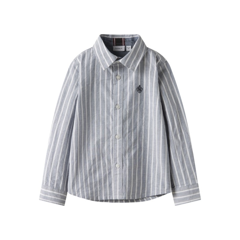 NAME IT KIDS Rekid L/S Skjorte - Flint Stone / Thin Stripes