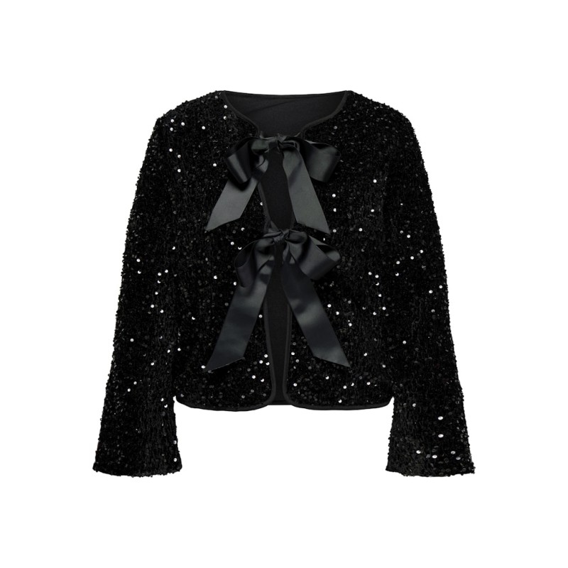 ONLY CARMAKOMA Anika L/S Paillet Top - Sort