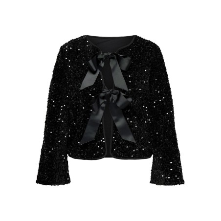 ONLY CARMAKOMA Anika L/S Paillet Top - Sort