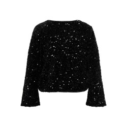 ONLY CARMAKOMA Anika L/S Paillet Top - Sort
