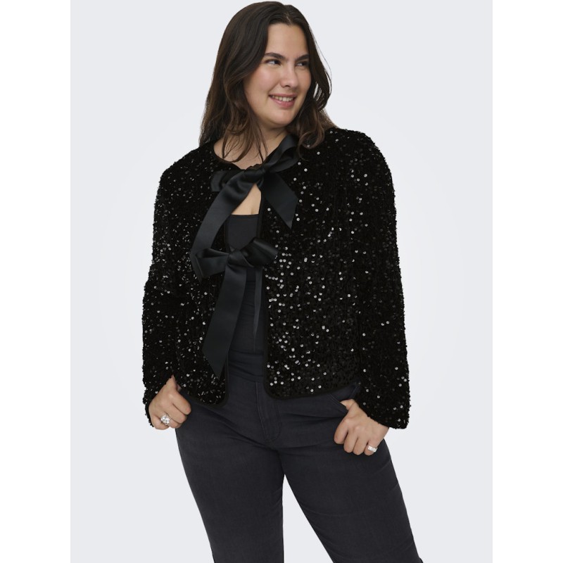 ONLY CARMAKOMA Anika L/S Paillet Top - Sort