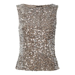 PIECES Kam Top - Morel / Silver Sequins