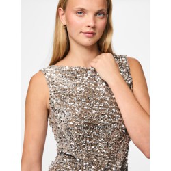 PIECES Kam Top - Morel / Silver Sequins