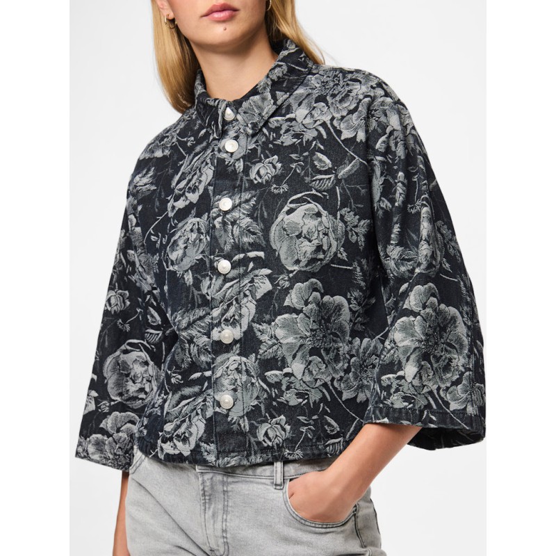 PIECES Marosa Denim Skjorte - Sort / Rose