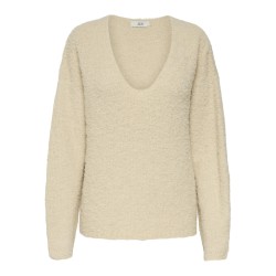 JDY Bitten L/S Vendbar Strik Trøje - Sandshell