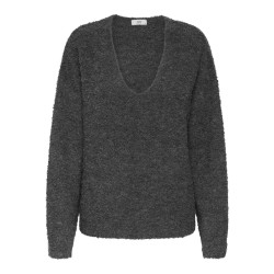 JDY Bitten L/S Vendbar Strik Trøje - Dark Grey Melange