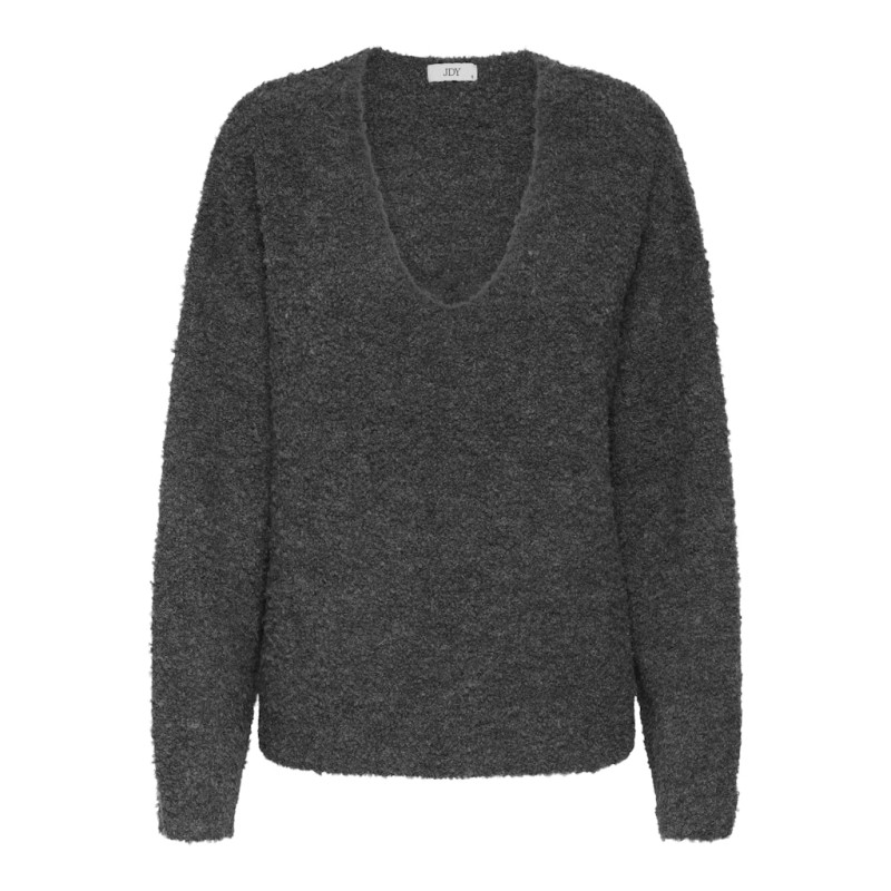 JDY Bitten L/S Vendbar Strik Trøje - Dark Grey Melange