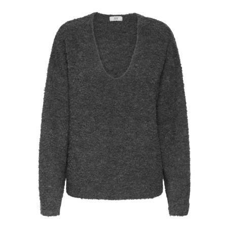 JDY Bitten L/S Vendbar Strik Trøje - Dark Grey Melange