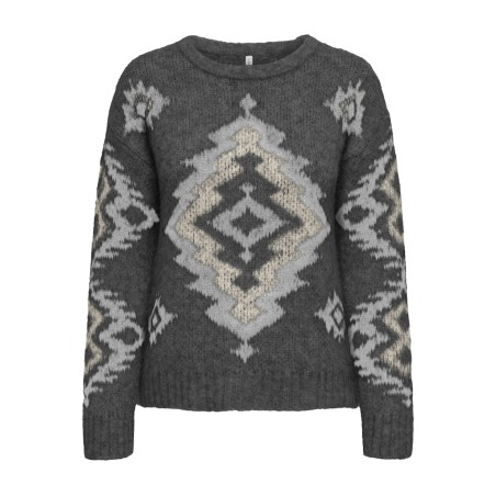 ONLY Azu L/S Strik Sweater - Dark Grey Melange