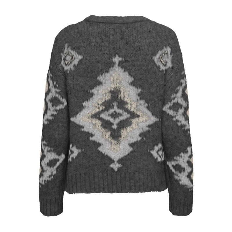 ONLY Azu L/S Strik Sweater - Dark Grey Melange