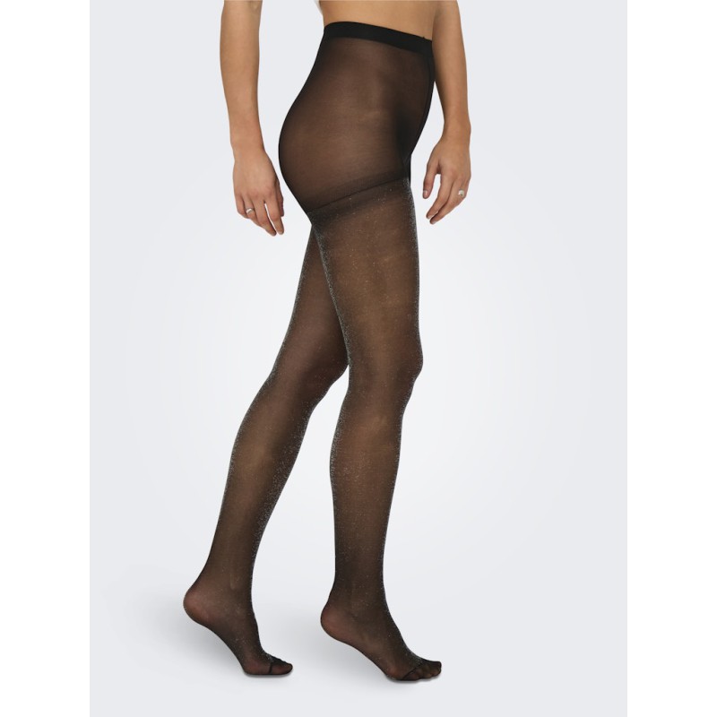 ONLY Ea 20 Denier Glimmer Tights - Sort / Silver Lurex