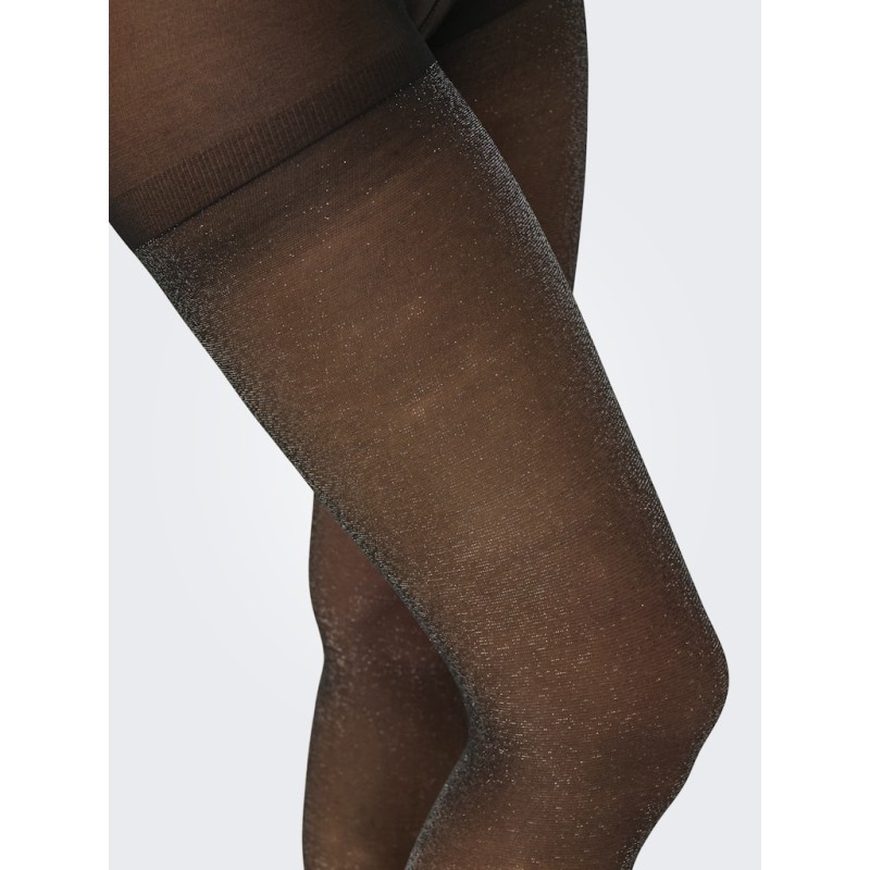 ONLY Ea 20 Denier Glimmer Tights - Sort / Silver Lurex