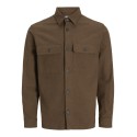 JACK & JONES PLUS Rayle Melange L/S Overshirt - Malt Ball