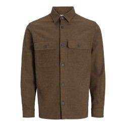 JACK & JONES PLUS Rayle Melange L/S Overshirt - Malt Ball