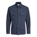 JACK & JONES PLUS Rayle Melange L/S Overshirt - Dark Navy