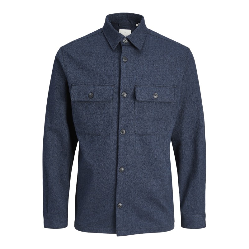 JACK & JONES PLUS Rayle Melange L/S Overshirt - Dark Navy