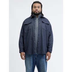 JACK & JONES PLUS Rayle Melange L/S Overshirt - Dark Navy