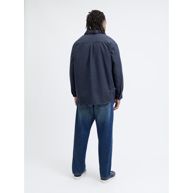 JACK & JONES PLUS Rayle Melange L/S Overshirt - Dark Navy