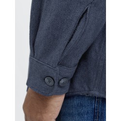 JACK & JONES PLUS Rayle Melange L/S Overshirt - Dark Navy