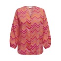 ONLY CARMAKOMA Jara L/S V-Neck Top - Red Alert
