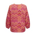 ONLY CARMAKOMA Jara L/S V-Neck Top - Red Alert