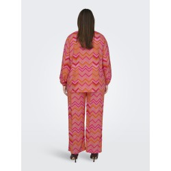 ONLY CARMAKOMA Jara L/S V-Neck Top - Red Alert