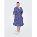 ONLY CARMAKOMA Livia 3/4 Slå-Om Midi Kjole - Dazzling Blue