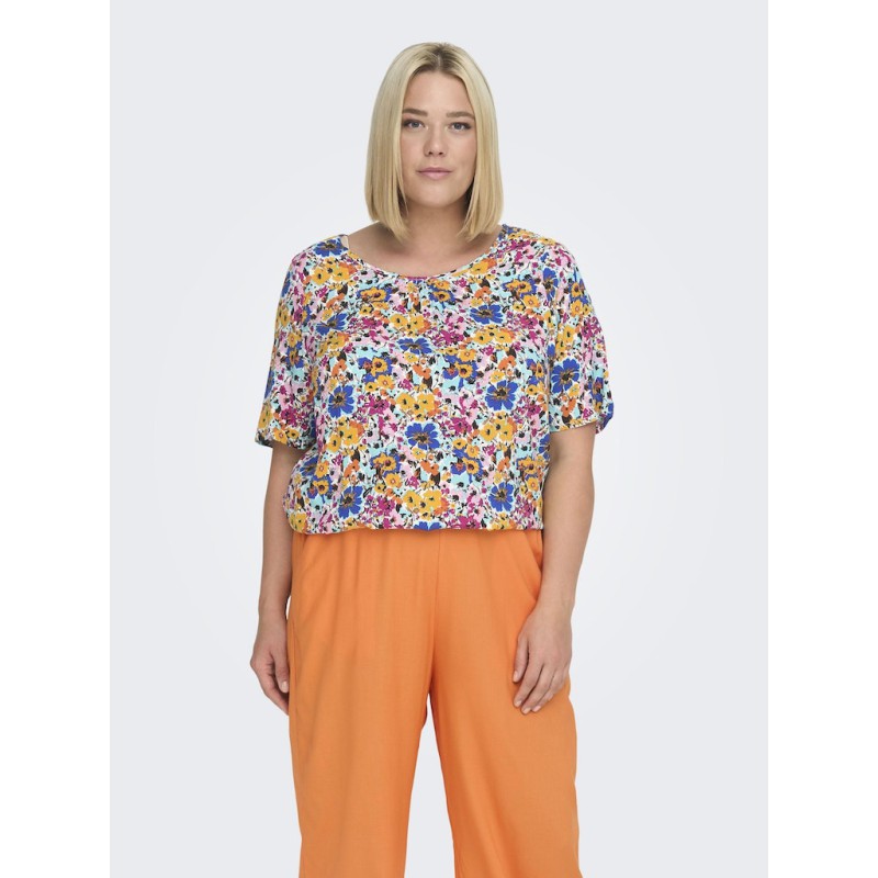 ONLY CARMAKOMA Mazing Smock Top - Aruba Blue