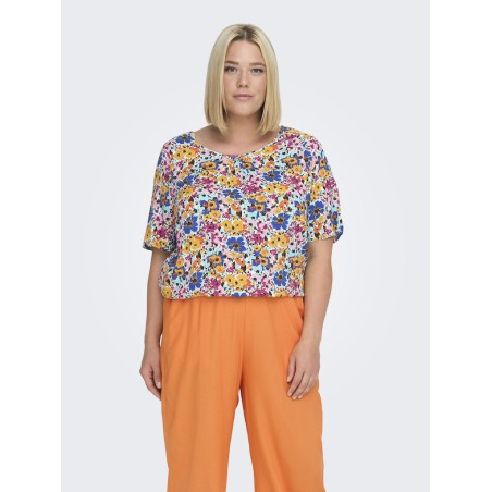 ONLY CARMAKOMA Mazing Smock Top - Aruba Blue