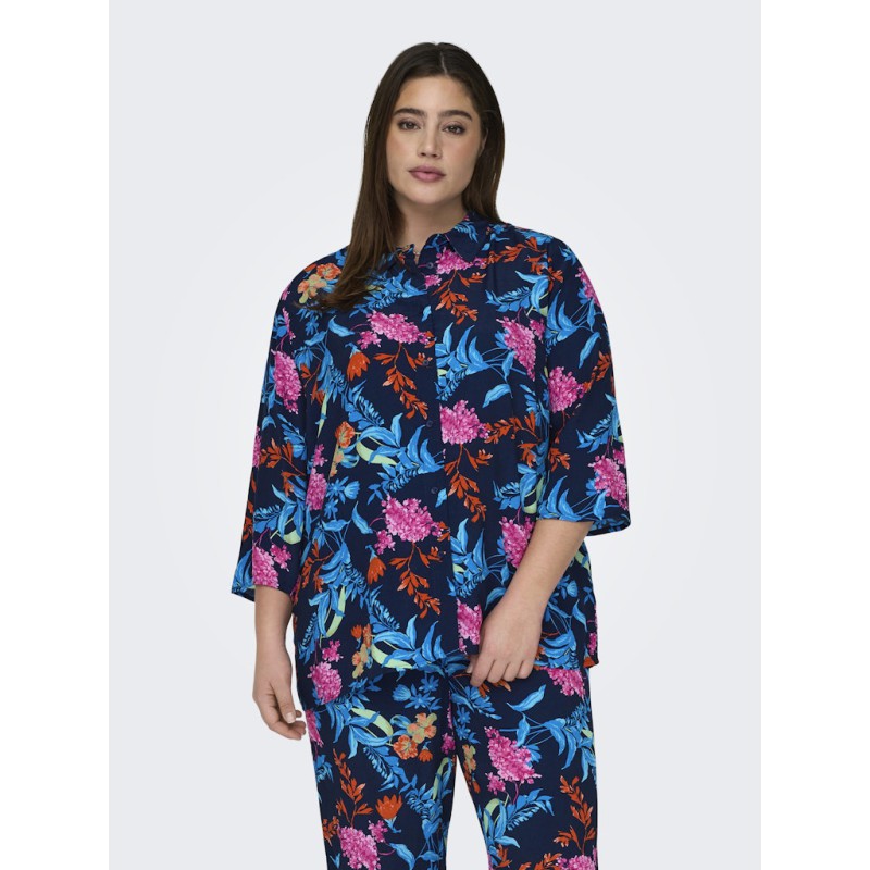 ONLY CARMAKOMA Kyra 3/4 Loose Skjorte - Naval Academy