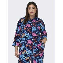 ONLY CARMAKOMA Kyra 3/4 Loose Skjorte - Naval Academy