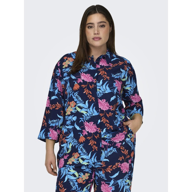 ONLY CARMAKOMA Kyra 3/4 Loose Skjorte - Naval Academy