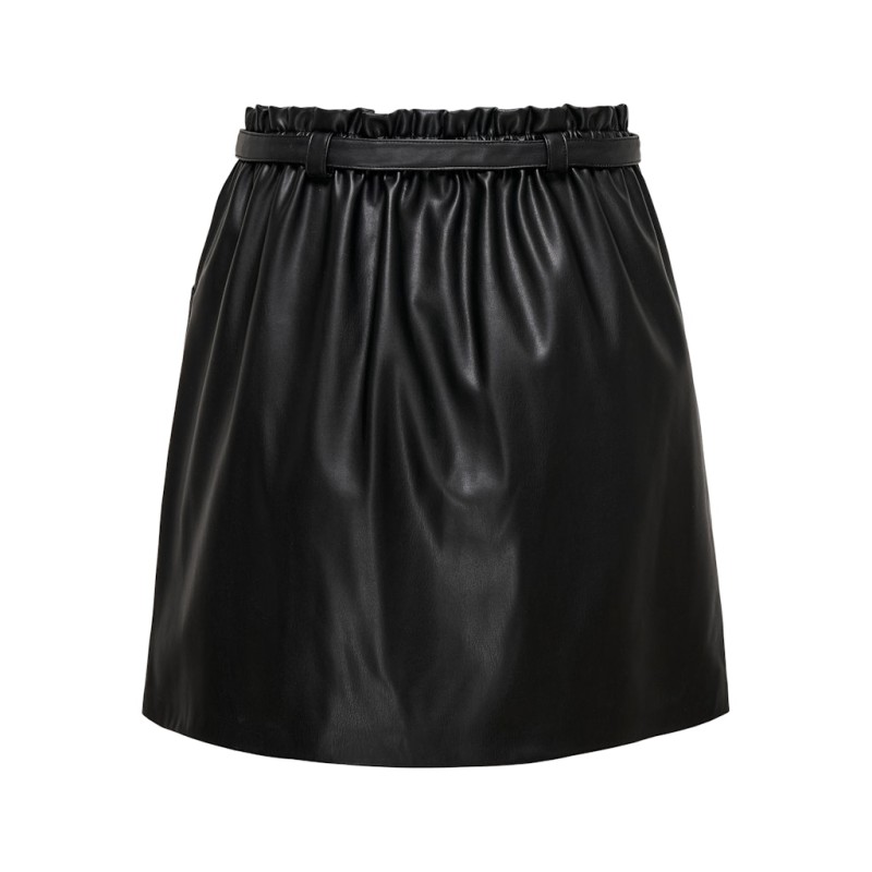 ONLY Heidi Imiteret Læder Nederdel - Sort