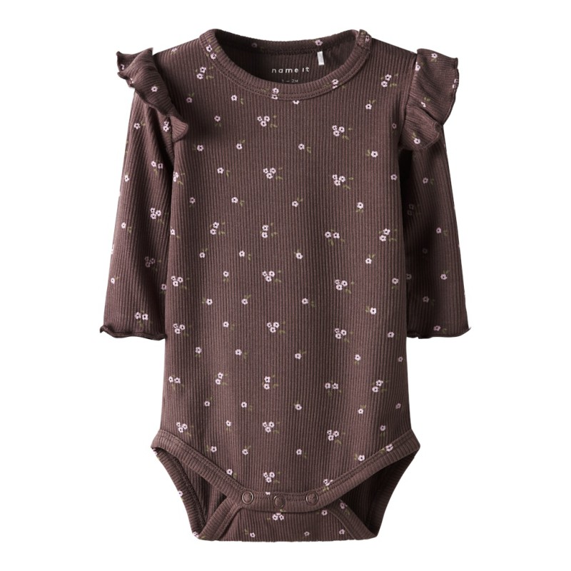 NAME IT BABY Soho L/S Bodystocking - Peppercorn