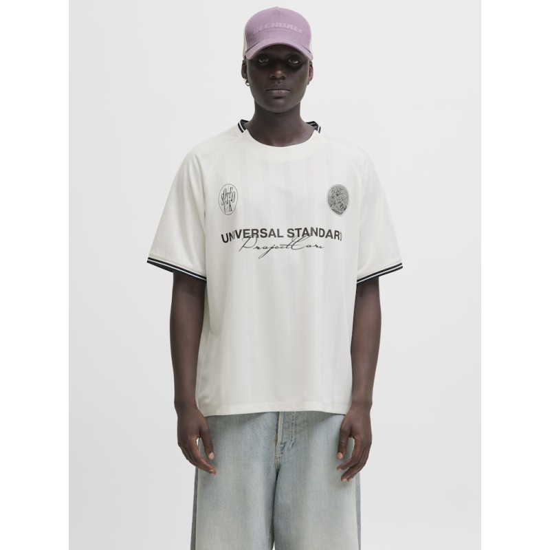 JACK & JONES Cover Retro Football T-shirt - Cloud Dancer