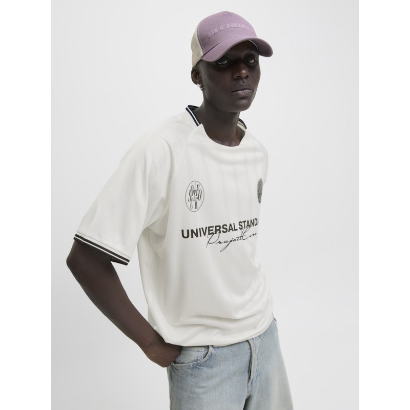 JACK & JONES Cover Retro Football T-shirt - Cloud Dancer