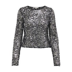 ONLY Palema L/S Paillet Bluse - Silver