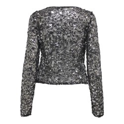 ONLY Palema L/S Paillet Bluse - Silver