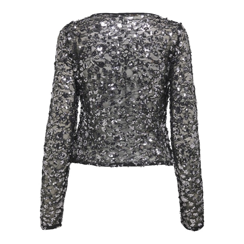 ONLY Palema L/S Paillet Bluse - Silver