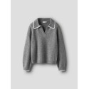 NAME IT KIDS Rikasa L/S Strik Polo - Grey Melange