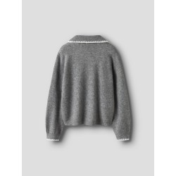 NAME IT KIDS Rikasa L/S Strik Polo - Grey Melange