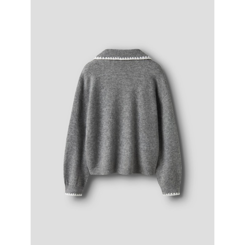 NAME IT KIDS Rikasa L/S Strik Polo - Grey Melange