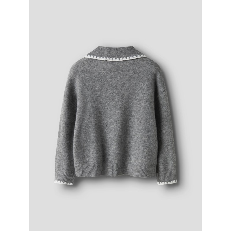 NAME IT MINI Rikasa L/S Strik Polo - Grey Melange