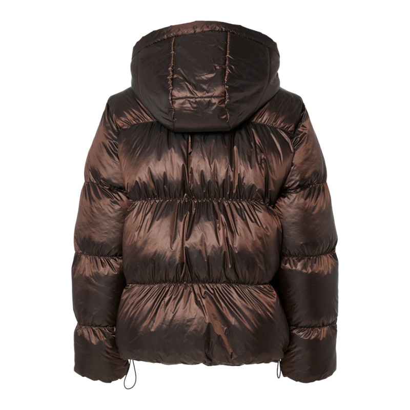 PIECES Milla Shiny Dynejakke - Hot Fudge