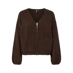 PIECES Junna L/S Strik Cardigan - Hot Fudge